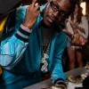 American Rapper Lil Yachty Atlanta Blue Track Jacket Closeup