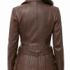 Arden Chocolate belted brown leather jacket Back