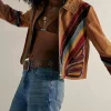 Ashley Puzemis Days of Our Lives Striped Suede Jacket Side
