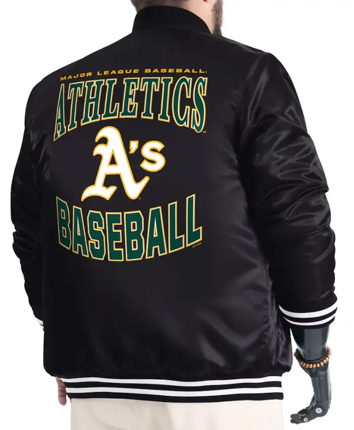 Athletics Starter Black Adaptive Varsity Jacket Back