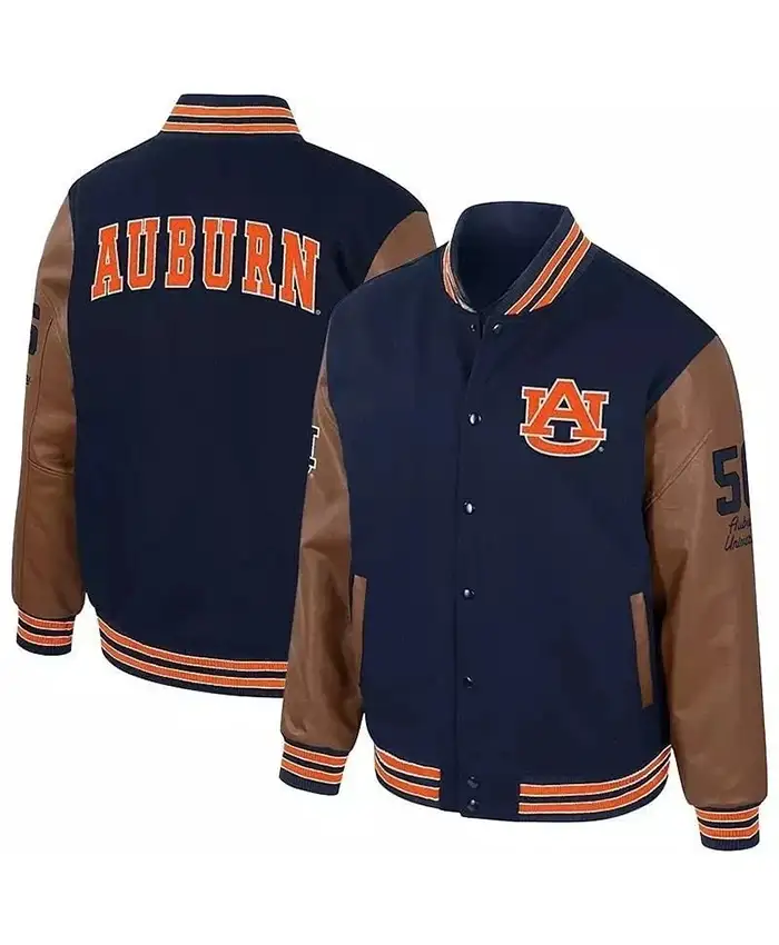 Auburn 58 Letterman Navy and Brown Varsity Jacket