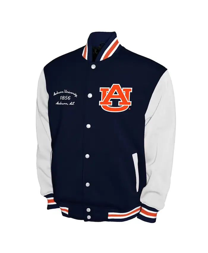 Auburn Tigers Fleece Navy and White Varsity Jacket