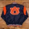 Auburn University College Navy Satin Varsity Jacket For Sale