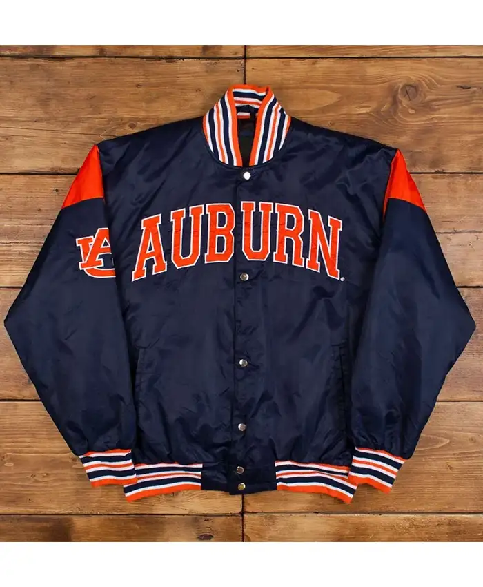 Auburn University College Navy Satin Varsity Jacket