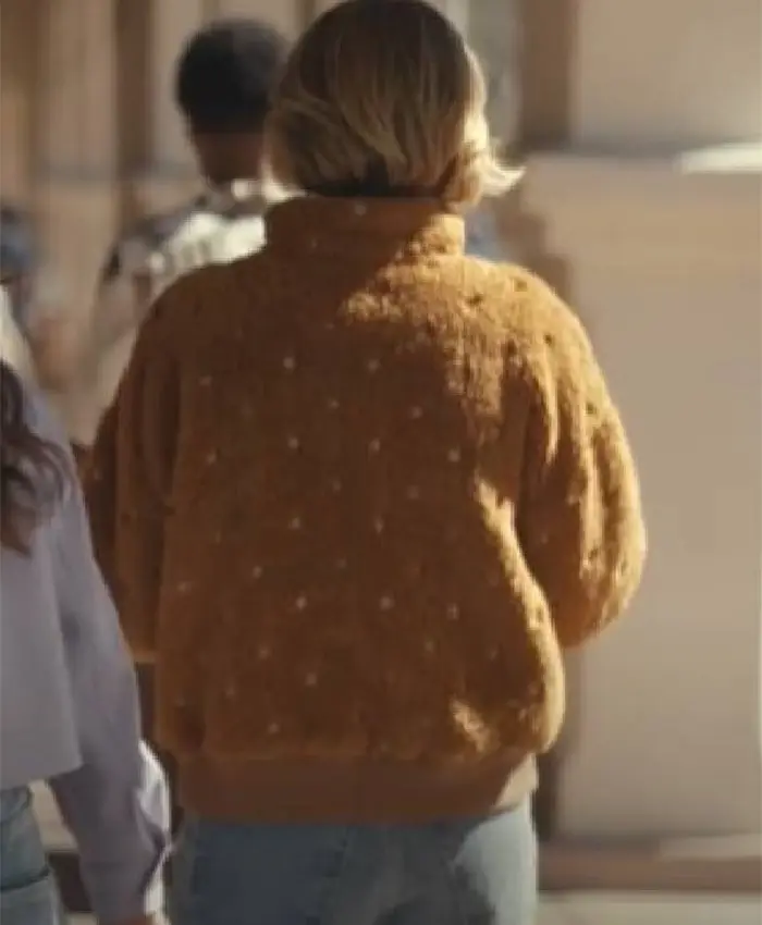 Beef S02 Carey Mulligan Brown Sherpa Floral Jacket Back