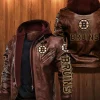 Boston Bruins NHL Team Leather Jacket Brown
