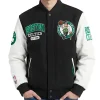 Boston Celtics City Arch Black and White Varsity Jacket