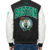 Boston Celtics City Arch Black and White Varsity Jacket Back