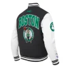 Boston Celtics City Arch Black and White Varsity Jacket For Sale