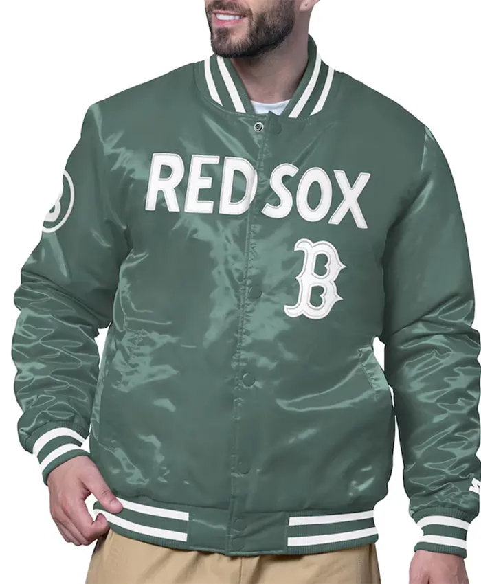 Boston Red Sox City Connect Green Satin Bomber Jacket