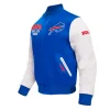 Buffalo Bills City Arch Royal and White Varsity Jacket Side