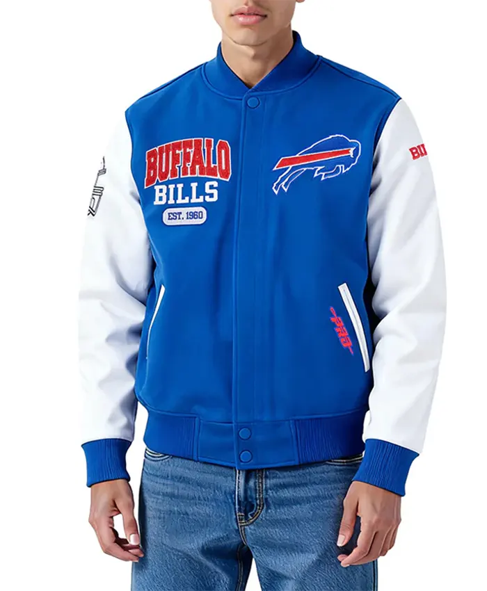 Buffalo Bills City Arch Royal and White Varsity Jacket