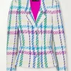 CBS Mornings Gayle King Multicolor Stripe Plaid Blazer For Sale