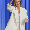 Cameron Diaz at The Tonight Show 2026 White Coat Front