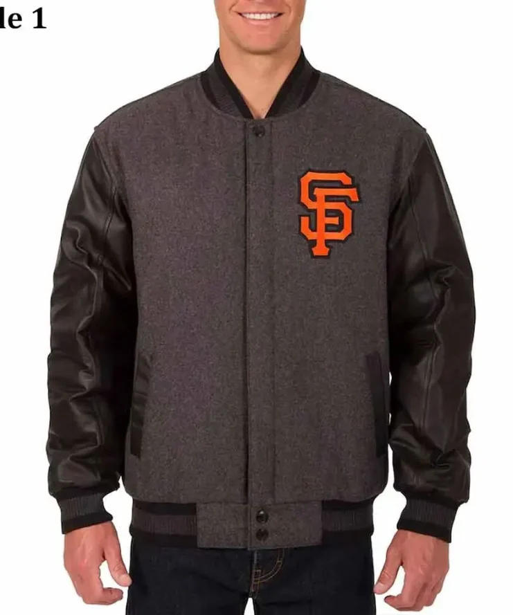 Charcoal Black San Francisco Giants Varsity Jacket