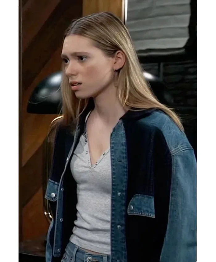 Charlotte Cassadine General Hospital Denim and Knit Jacket Front