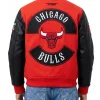 Chicago Bulls Born For Sport Red and Black Varsity Jacket Back