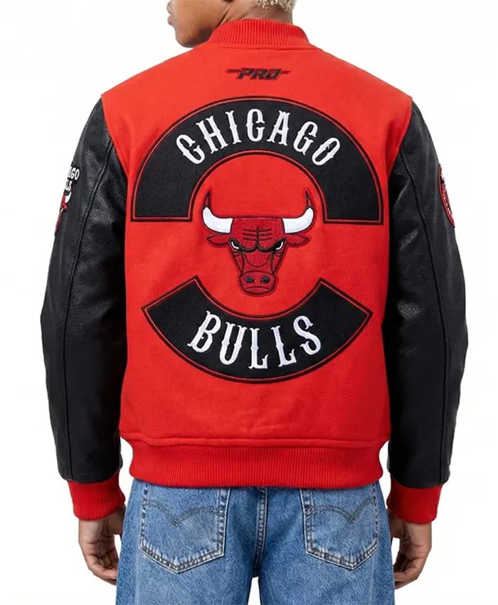 Chicago Bulls Born For Sport Red and Black Varsity Jacket Back