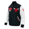 Chicago Bulls City Arch Black and White Varsity Jacket Front