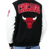 Chicago Bulls City Arch Black and White Varsity Jacket Side