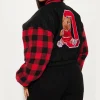 Chicago Women Cropped Black Varsity Jacket For Sale