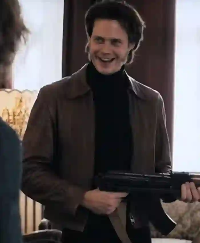 Clark Bill Skarsgard Brown Leather Jacket For Sale