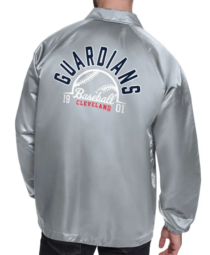 Cleveland Guardians Retro Logo Coaches Jacket Grey Back