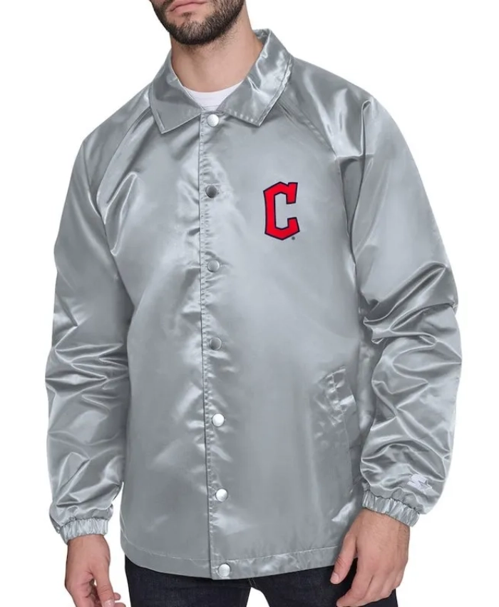 Cleveland Guardians Retro Logo Coaches Jacket Grey
