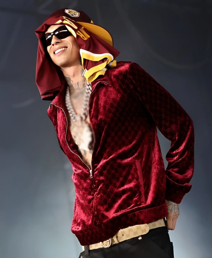 Coachella 2026 Central Cee Red Velvet Jacket