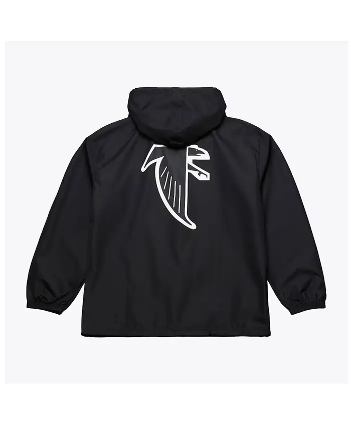 Coaches Atlanta Falcons Black Windbreaker Hooded Jacket For Sale