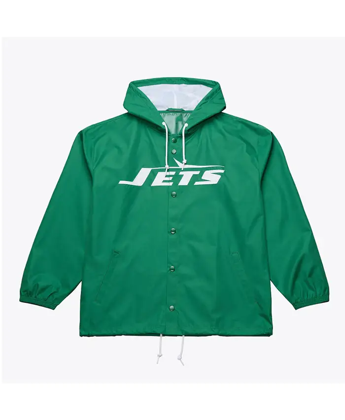 Coaches NY Jets Green Windbreaker Hooded Jacket