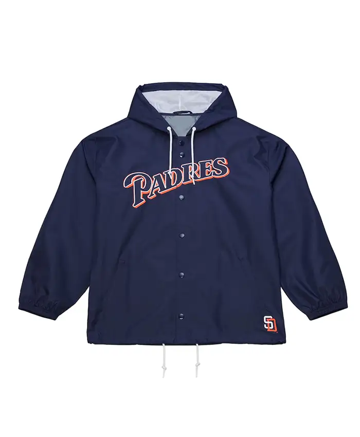 Coaches San Diego Padres Navy Windbreaker Hooded Jacket