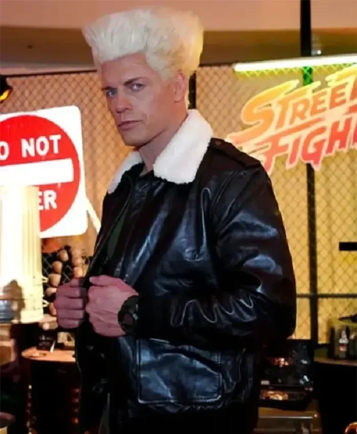 Cody Rhodes Street Fighter Black Leather Jacket Side