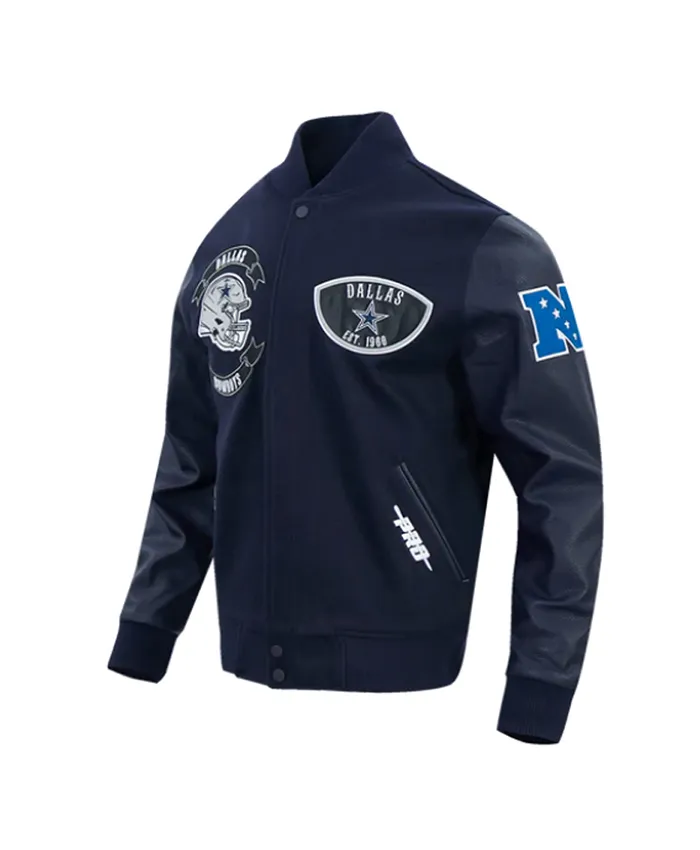 Dallas Cowboys Born For Sport Navy Varsity Jacket Side