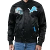 Detroit Lions City Arch Black Satin Bomber Jacket