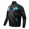 Detroit Lions City Arch Black Satin Bomber Jacket Side