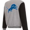 Detroit Lions Grey and Black Varsity Wool Jacket Back