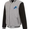 Detroit Lions Grey and Black Varsity Wool Jacket Front