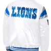 Detroit Lions Midweight White Satin Jacket Back
