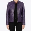 Dodge Womens Real Lambskin Leather Purple Biker Style Jacket