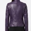 Dodge Womens Real Lambskin Leather Purple Biker Style Jacket Back