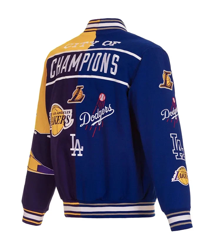 Dodgers and Los Angeles Lakers City of Champions Jacket Back