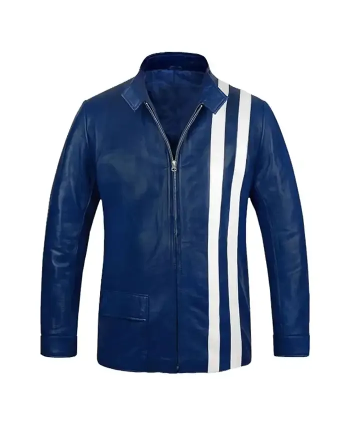 Elvis Presley Speedway Racer Style Leather Jacket Blue