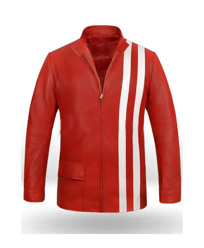 Elvis Presley Speedway Racer Style Leather Jacket Red