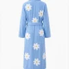 Falling Daisies chenille bathrobe with elegant floral design