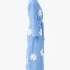 Floral chenille bathrobe with a comfortable relaxed fit