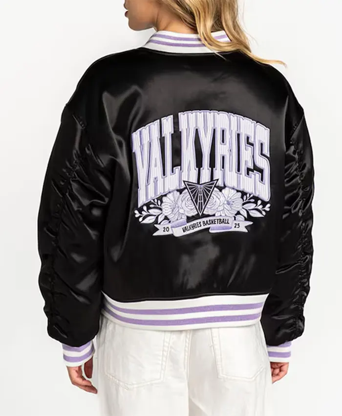 Golden State Valkyries Black Satin Bomber Jacket For Sale