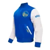 Golden State Warriors City Arch Royal and White Varsity Jacket Side