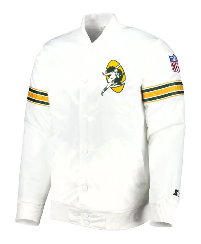 Green Bay Packers Power Forward Satin Varsity Jacket