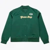 Green Bay Packers Retro Logo Green Satin Varsity Jacket